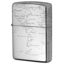 Zippo Lighter World Map 5 Sides Design Platinum Plating Zippo Lighter Zippo Zippo Collection