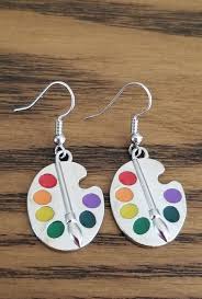 New Art Palette Earrings Dangle Handmade Jewelry Art Teacher In 2021 Rainbow Jewelry Artist Palette Jewelry Art