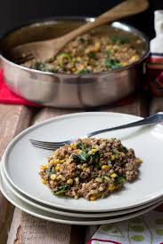 Sprinkle with salt, pepper, onion salt and garlic salt (or montreal steak seasoning) and cook until brown on all sides, browning in two batches if necessary. This Easy Bison One Pot Dinner Is Filled With Whole Grains And Greens For The Ideal Weekday Meal Bison Recipes Ground Bison Recipes Beef Recipes