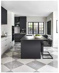 Black And White Kitchen With Checkered Floor Black And White Kitchen Floor Blackandwhite White Tile Kitchen Floor White Kitchen Floor White Kitchen Tiles