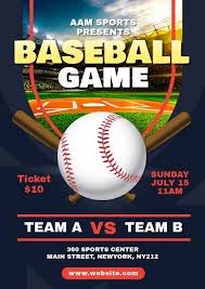 Baseball Game Flyer Template In 2020 Baseball Posters Flyer Flyer Template