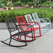 Mainstays Marna Outdoor Metal Rocking Chair Light Blue Walmart Com Metal Rocking Chair Rocking Chair Outdoor Rocking Chairs