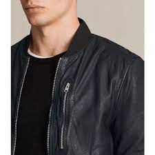 Allsaints Kino Leather Bomber Jacket 560 Liked On Polyvore Featuring Men S Fashion M Mens Leather Bomber Jacket Long Sleeve Tshirt Men Leather Jacket Men