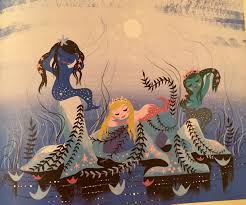 Disney S Peter Pan Concept Art Visual Development Of The Mermaid Lagoon By Mary Blair Disney Drawings Mary Blair Art Mary Blair