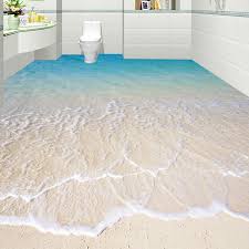 Lilypad lotus fish cobble stone duck pond 00003 floor decals 3d wallpaper wall mural stickers print art bathroom decor living. Buy Custom Self Adhesive Floor Mural Wallpaper Modern Beach Seawater 3d Floor Tiles Sticker Bathroom Kitchen Papel De Parede 3d Sala Cicig