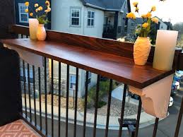 Designed And Built This Hanging Table For My Balcony Railing So Much More Room For Activities Than With In 2020 Balcony Railing Design Railing Design Balcony Railing