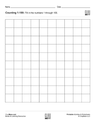 Counting Chart 1 To 100 Blank Childrens Educational