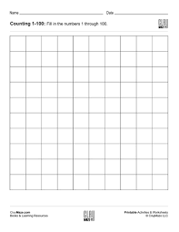 counting chart 1 to 100 blank childrens educational