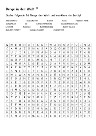 Die gesuchten wörter können senkrecht. Suchsel Berge In Der Welt Einfach Berge Welt Kilimandscharo