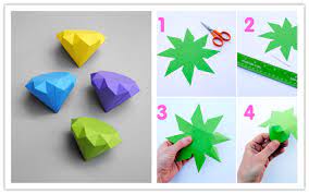How To Make Cool Diy 3d Paper Diamonds Step By Step Tutorial Instructions Paper Diamond Crafts Diy And Crafts