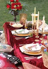 Beautiful ideas for a moroccan themed 40th birthday party. Get Gorgeous Tablescape Ideas And Details To Host A Moroccan Themed Dinner Party Tablescape Moroccan Backyard Party Food Dinner Party Themes Best Party Food