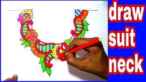 How to draw neck design for blouse, neck designs pencil drawing. Neck Designs Sketch For Embroidery By Pencil And Colour For Embroidery Suit Designs
