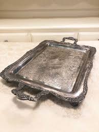 Large Antique Footed Silver Tray Very Heavy High Quality Etsy In 2020 Silver Trays Silver Tray Decor Cleaning Tarnished Silver