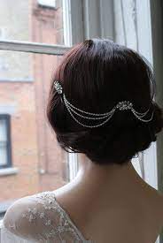 Hair Chain Headpiece Art Deco Headpiece Bridal Hair Etsy Bridal Hair Headpiece Wedding Veils Short Bridal Hair