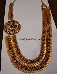 Double Row Antique Gold Lakshmi Kasu Haram Photo 22 Carat Gold Jewellery Neck Jewellery Dream Jewelry