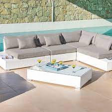 1 x palma corner chair. Lounge Set Palma Weiss Beige 5 Teilig Gartenmobel Loungemobel Eminza