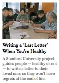 It is only at their sister's and mother's funeral when a woman meets her niece after many years. Life Review Letter Letter Project Stanford Medicine