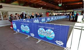 Mesh Banners On Crowd Control Barriers Crowd Control Barriers Crowd Control Event Banner