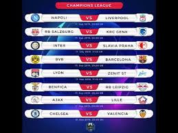 Champions league scores, results and fixtures on bbc sport, including live football scores, goals and goal scorers. Fixtures Champions League 17 09 2019 Youtube