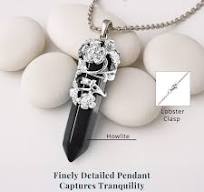 Black Obsidian Pointer Pendant in Silvertone with Stainless Steel Necklace  24 Inches 45.00 ctw