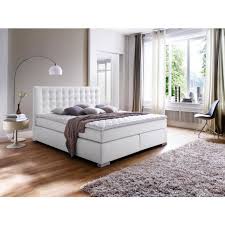 Boxspringbett 180 Cm X 200 Cm In Textil Weiss Lederbett Boxspringbett Weiss Boxspringbett