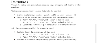 Built by trivia lovers for trivia lovers, this free online trivia game will test your ability to separate fact from fiction. Solved Instructions You Will Be Writing A Program That Can Chegg Com