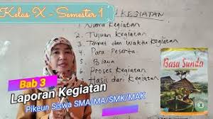 Intonasi (4) ejaan dan tanda baca (5) tulisan tangan topik berbagai kegiatan yang terkait dengan siswa sebagai remaja dan pelajar sma, dengan memberikan keteladanan tentang perilaku santun, gotong royong, peduli, jujur, disiplin, percaya diri, kerjasama, dan bertanggung jawab. Materi Bahasa Sunda Smk Kelas X Semester 1 Bab 3 Laporan Kegiatan Bagian Pertama Youtube