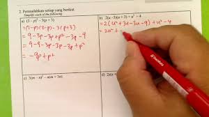 Algebra tingkatan 1 ungkapan algebra. Permudahkan Ungkapan Algebra Jawapan B Youtube