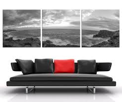 Panoramic Black And White Canvas Prints Black And White 3 Panel Split Hawaii Panoramic Beach Canvas Etsy Beach Canvas Office Wall Decor Decor