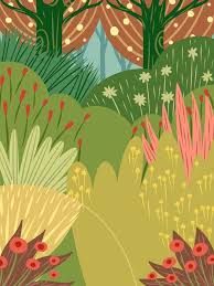 Simple Painted Woods Flowers Background Design Tata Letak Foto