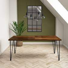 Backed by our rich industrial experience, we are devotedly involved in providing a wide gamut of dining table. Dark Wood Dining Table With Hairpin Legs Seats 6 Drew Dre001 Ebay