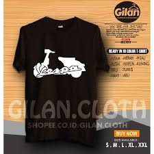 Berikutnya ada lagi contoh desain baju konvoi motor, yang bertemakan vespa klasik. Vespa Piaggio Motorcycle T Shirt Logo With Cotton Material For Men Kaos Baju Motor Vespa Piaggio Logo Simple Murah Berkualitas Gilan Cloth