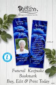 Blue Roses Funeral Keepsake Bookmark Memorial Favor Bookmark Etsy In 2020 Memorial Favors Book Markers Celebration Of Life