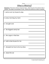 Complete Sentences Worksheets 4th Grade What Is Missing Plete In Plete Sentences In 2020 Writing Sentences Worksheets Incomplete Sentences Writing Practice Worksheets