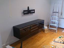 The solution is to buy a couple of 4″ steel corner braces (home depot, probably elsewhere). Floating Ikea Tv Bench Besta Burs Model Thanks To R Diy D Album On Imgur
