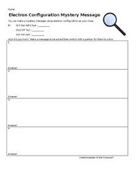 Electron Configuration Mystery Message Electron Configuration Electrons Messages