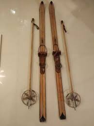 Wooden Skis With Poles Signed Vintage Skis Antique Skis Set Mountain Cottage Decor Rustic Decoration Collectors It Ski Decor Ski Cabin Decor Antique Skis