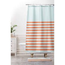 Who said the fun had to stop at the. June Journal Beach Striped Shower Curtain Blue Orange Deny Designs Target