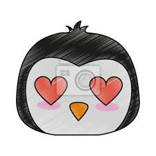Pour l'amour de meloetta ! Mignon Pingouin En Amour Dessin Anime Icone Vector Illustration Peintures Murales Tableaux Colore Gribouiller Desert Myloview Fr
