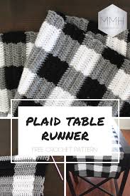 Free Crochet Pattern Buffalo Plaid Table Runner Plaid Crochet Crochet Patterns Crochet Edging Patterns