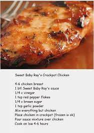 Sweet Baby Ray S Crockpot Chicken Chicken Crockpot Recipes Recipes Chicken Recipes