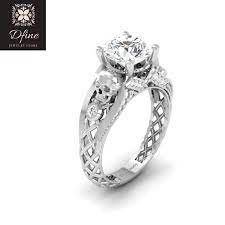 Mesh Skull Wedding Ring Diamond Skull Ring 925 Sterling Silver Skull Wedding Ring Skull Engagement Ring Gothic Engagement Ring