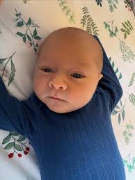 09.12.2025 at 5:41am Christopher Aaron came screaming into our lives ♥️ he  has the best facial expressions, gives the best cuddles, and does a great  fire alarm impression when he's hungry. Blessed (