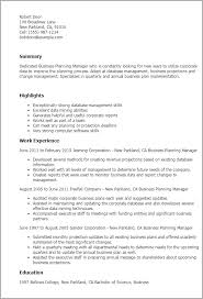 1 business planning manager resume