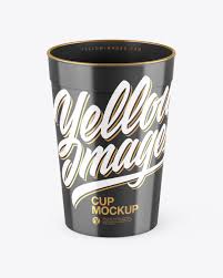 Download Glossy Cup Mockup In Cup Bowl Mockups On Yellow Images Object Mockups PSD Mockup Templates