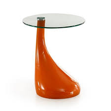 Fuses classic and contemporary design elements. Manhattan Comfort Lava Orange Glass Round End Table Et003 Or Rona