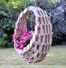 Rope and s hooks included for your desired length of hanging. Easy Inexpensive Diy Pieced Wood Hanging Flower Basket Addicted 2 Decorating Hanging Flower Baskets Diy Garden Art Diy Garden Art Ideas