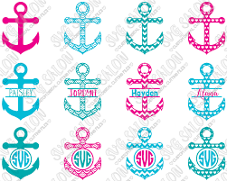 Download Chevron Wave And Heart Patterned Anchor Split And Circle Monogram Frame Custom Diy Cutting File Set In Svg Eps Dxf Jpeg And Png Format For Cricut Silhouette And Brother Scanncut Cutting Machines