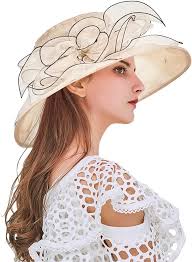 Modaworld Cappello da Cerimonia da Donna a Tesa Larga Cappelli da Sposa  Nuziale per Feste Britanniche Cappellino da Viaggio Bohémien da Donna  Cappelli ...