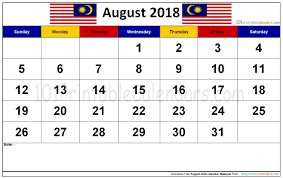 Malaysia public holidays 2018 (tarikh hari cuti umum malaysia 2018). Https 101printablecalendars Com August 2018 Calendar Malaysia Html August Calendar Calendar August